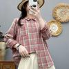 Women's Autumn Plaid Double-Layer Long-Sleeve Cotton Shirt - Japanese Style, Soft, Skin-Friendly, Breathable