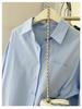 Caramel Mid-Length Women's Autumn Shirt Jacket - Casual, Long-Sleeved, Loose, Slimming Top