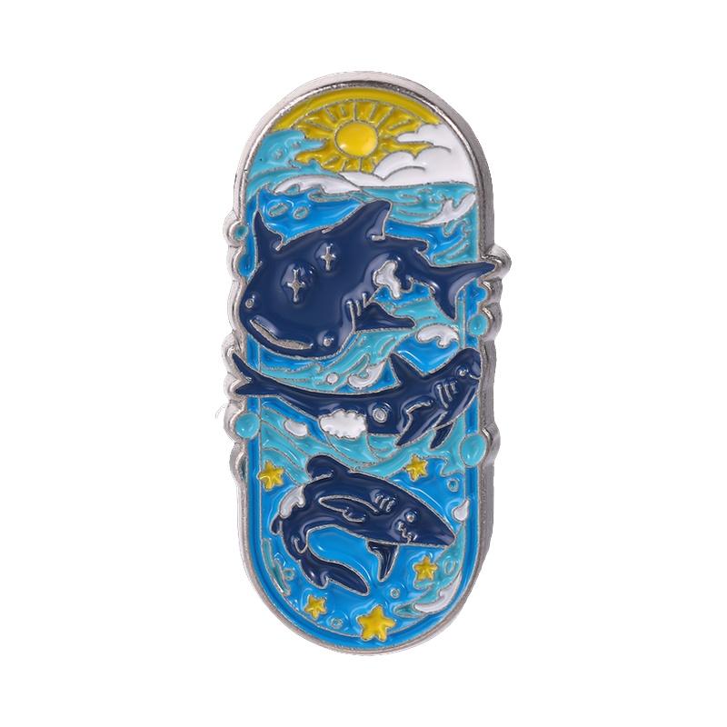Xiaomi Cartoon Glitter Underwater Marine Creature Enamel Pin Cute Whale Dolphins Sharks Octopus Manta Ray Seahorse Badge Jewelry Brooch