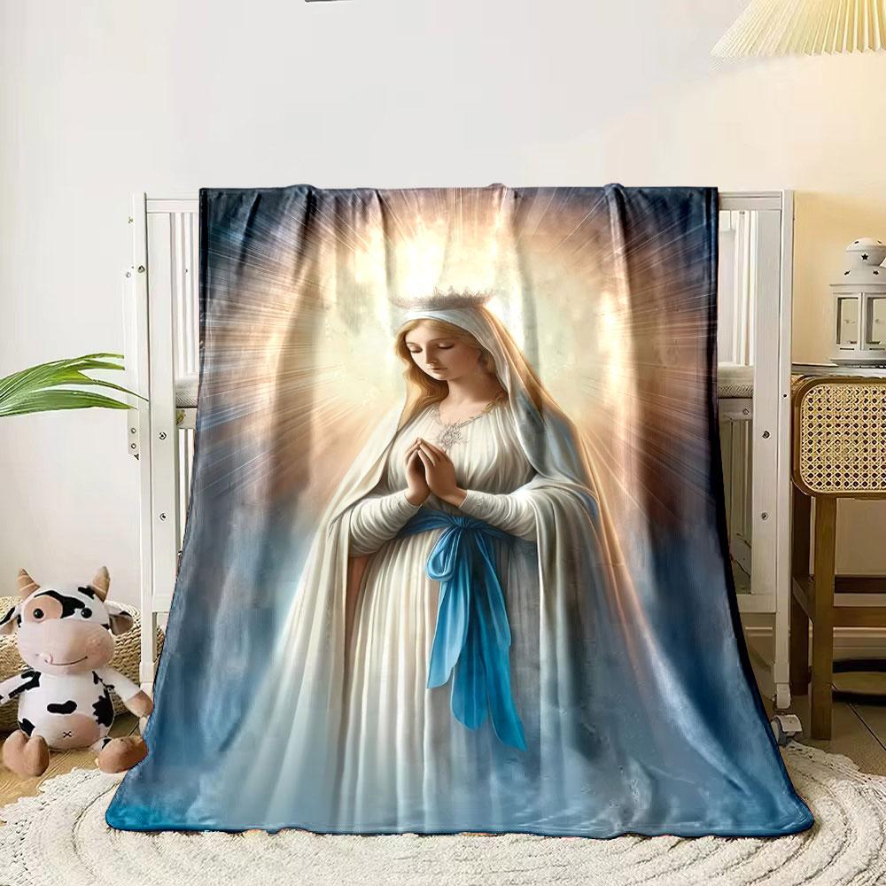 Blessed Virgin Mary Prayer Blanket  Printed Blanket for Living Room Bed Couch lunch break Soft Cozy Blanket for Friend's festival Gift