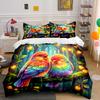 Colorful Birds with Glowing Leaves Bedding Set for Kids Luxury Gift 3pcs Digital Print Comforter Set Soft Comfortable Breathable