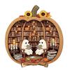 2D Flat Desktop Decoration Wooden Halloween Decorative Plate Funny Pumpkin Ornament  Home