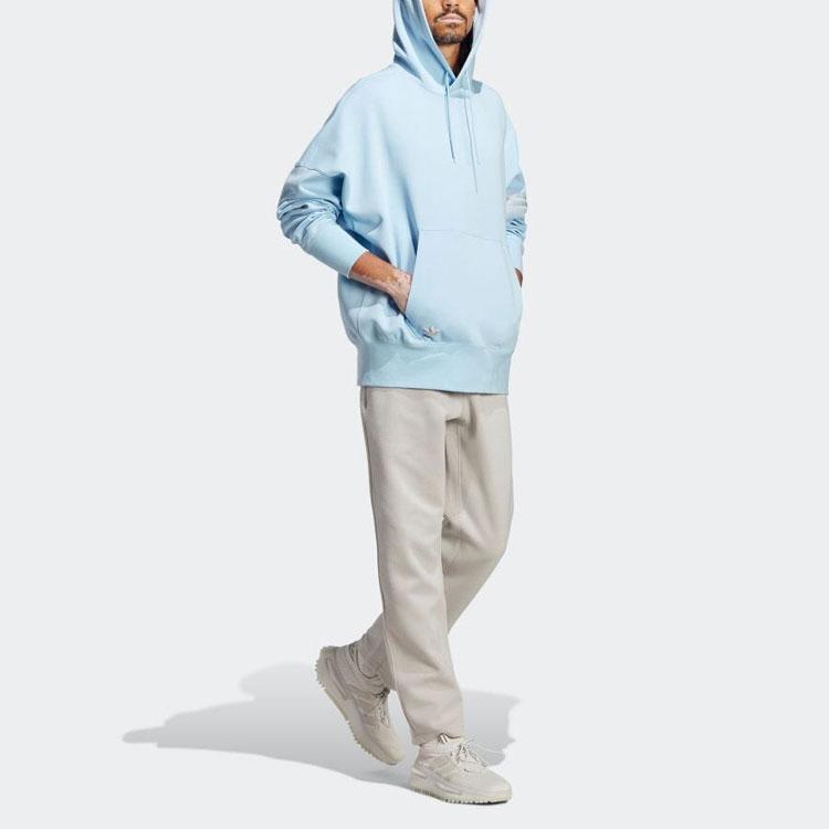 Adidas Originals Trefoil Logo Embroidered Pullover Hoodie Men Tops Blue HS1519