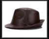 Herren Fedora Hut aus echtem Rindsleder, Herbst/Winter, Britischer Gentleman-Stil für mittlere und ältere Jahre