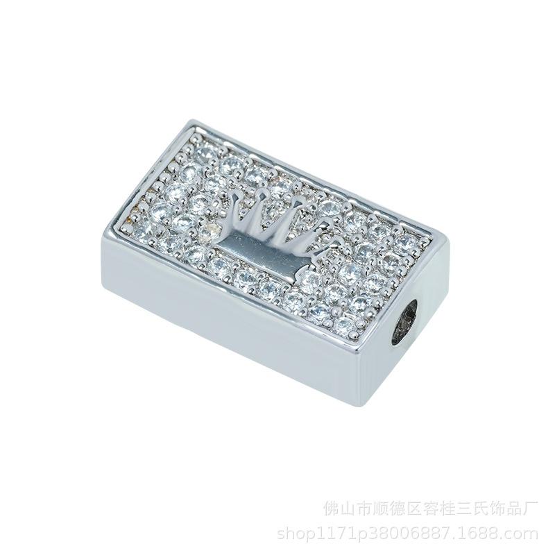 

5 Pcs/lot Crown Charms Micro Inlaid Zircon Accessories Bracelet Hand String DIY Beads for Jewelry Making Wholesale