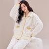 Winter Long Sleeve Thick Warm Flannel Pajama Sets for Women Coral Velvet Cardigan Sleepwear Suit Pyjamas Homewear Luxury Clothes