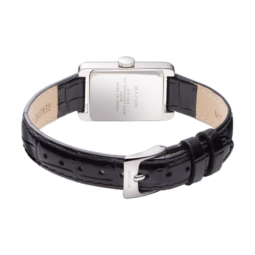 Authorized MATOW Women's Watch mw004003 Tsuki "Oborozuki" Square Silver Black Leather Strap
