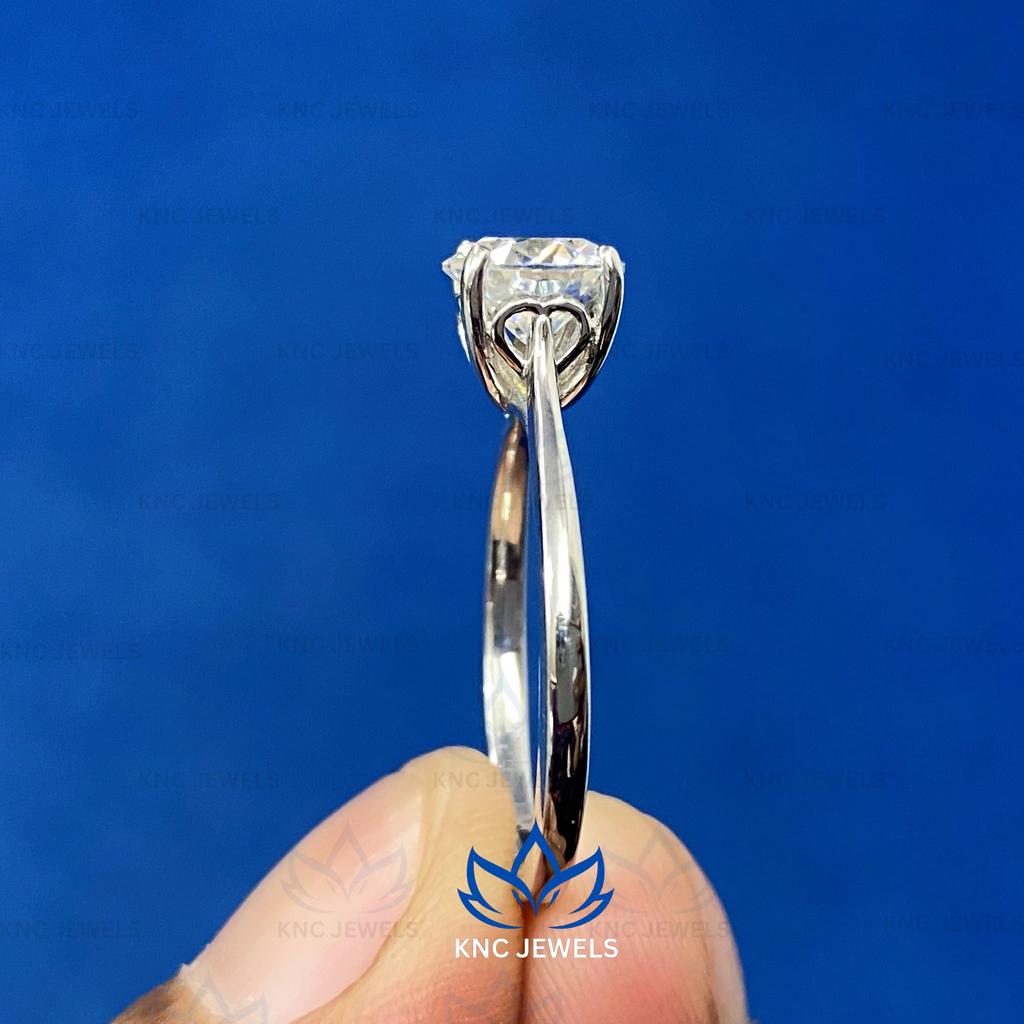 Knc Jewels Round Cut Moissanite Solitaire Engagement Ring 925 Sterling Silver Fine Jewelry