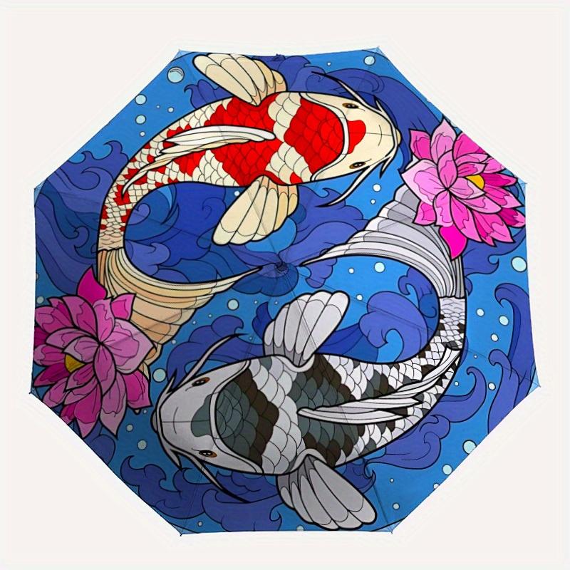 

1pc Koi Fish Automatic Open/Close Umbrella, Portable Folding umbrella for Everyday Use yy250826055