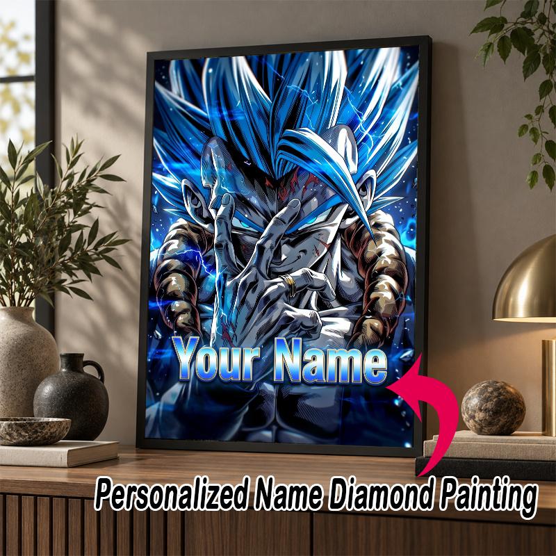 Personalized Gogeta Diamond Art Custom Name 5D Diamond Painting Full Drill DIY Craft