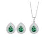 Sapphire Drop Stud Earrings Necklace Set, Slightly Inlaid Zircon Hollow Pear-Shaped Chain Set.
