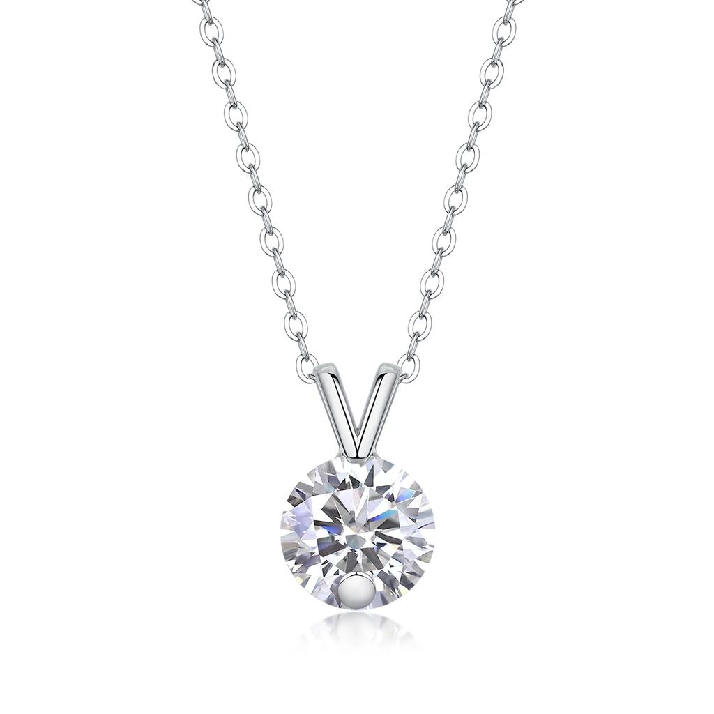 JIUZUAN Moissanite Necklace 18K Gold Plated 925 Silver Solitaire Pendant Minimalist Style Elegant Gift Comes with GRA Certificat