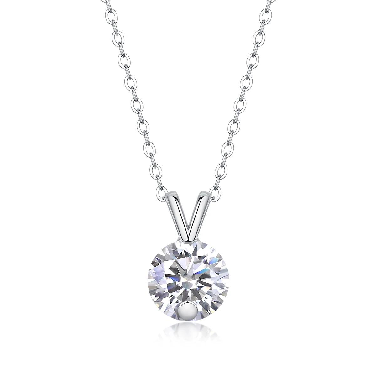 

JIUZUAN Moissanite Necklace 18K Gold Plated 925 Silver Solitaire Pendant Minimalist Style Elegant Gift Comes with GRA Certificat 45cm&925 Silver