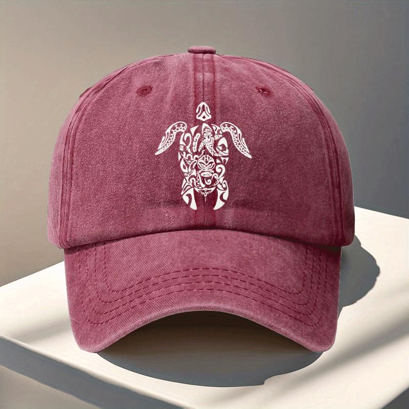 Turtle Polynesian Tattoo Design Print Baseball Cap Fashionable Adjustable Baseball Cap Outdoor Sports Baseball Cap