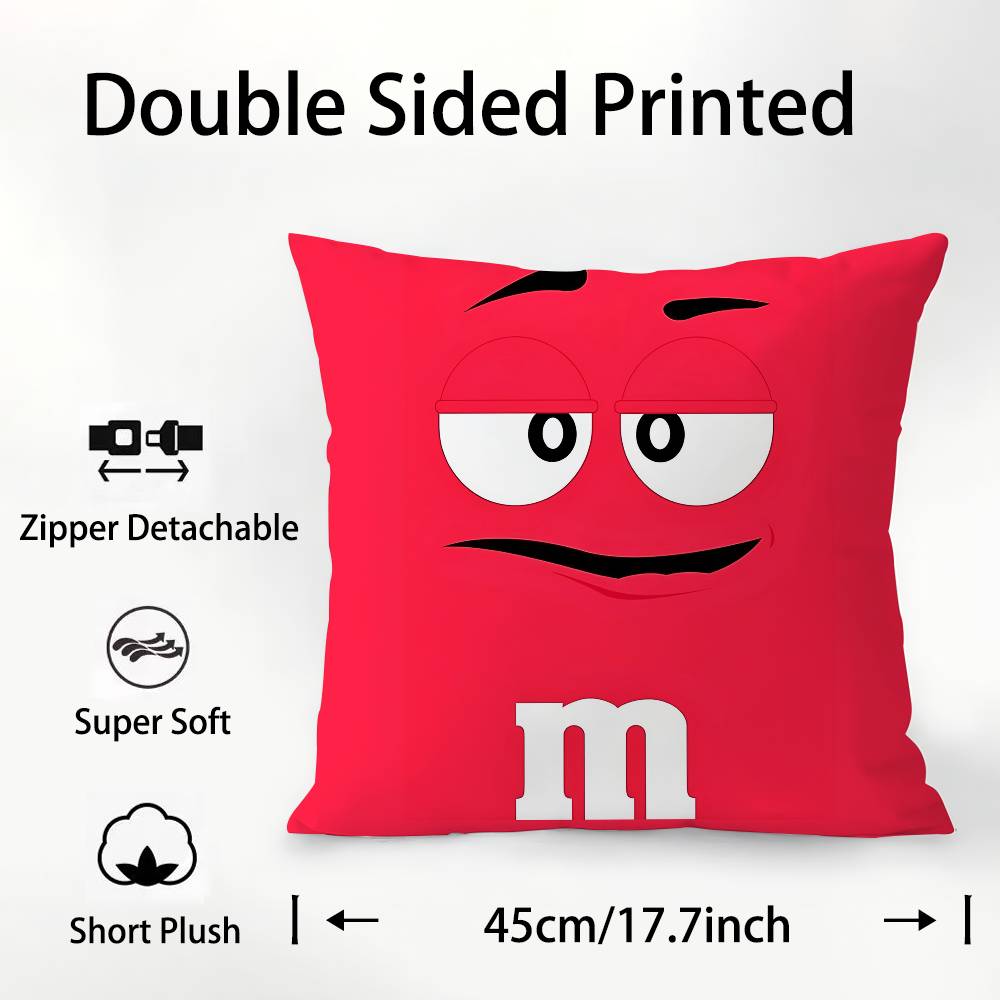 

M&M S Шоколадная наволочка Квадратная Двусторонняя печать Чехол для подушки Для дивана Домашний декор Спальни Подарок 12x12Inch