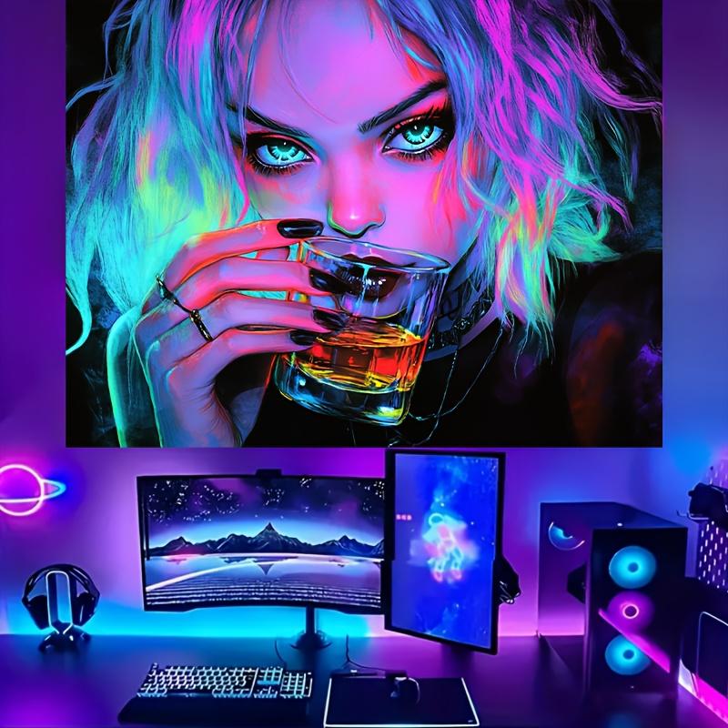 Colorful Neon Portrait Tapestry Unique Modern Wall Hanging Art for Living Room and Bedroom Decor Home Decoration Gift