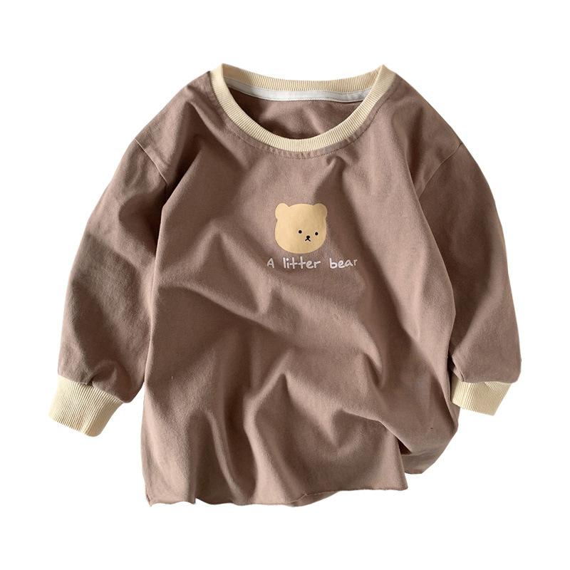 Girls Kids Cartoon Long Sleeve Mid Length Korean Style Casual Bottoming T Shirt