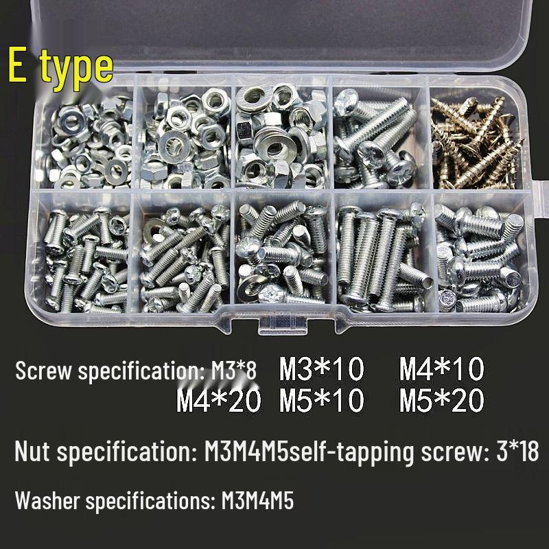 Mehrgrößen Rundkopf Kreuzschlitzschrauben, Muttern & Unterlegscheiben DIY Set – Komplettes Haushaltsset