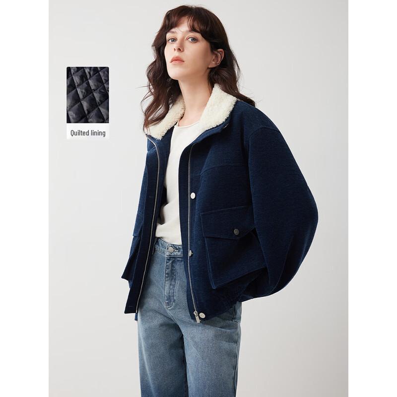 ELLE Women s Corduroy Plush Collar Jacket M