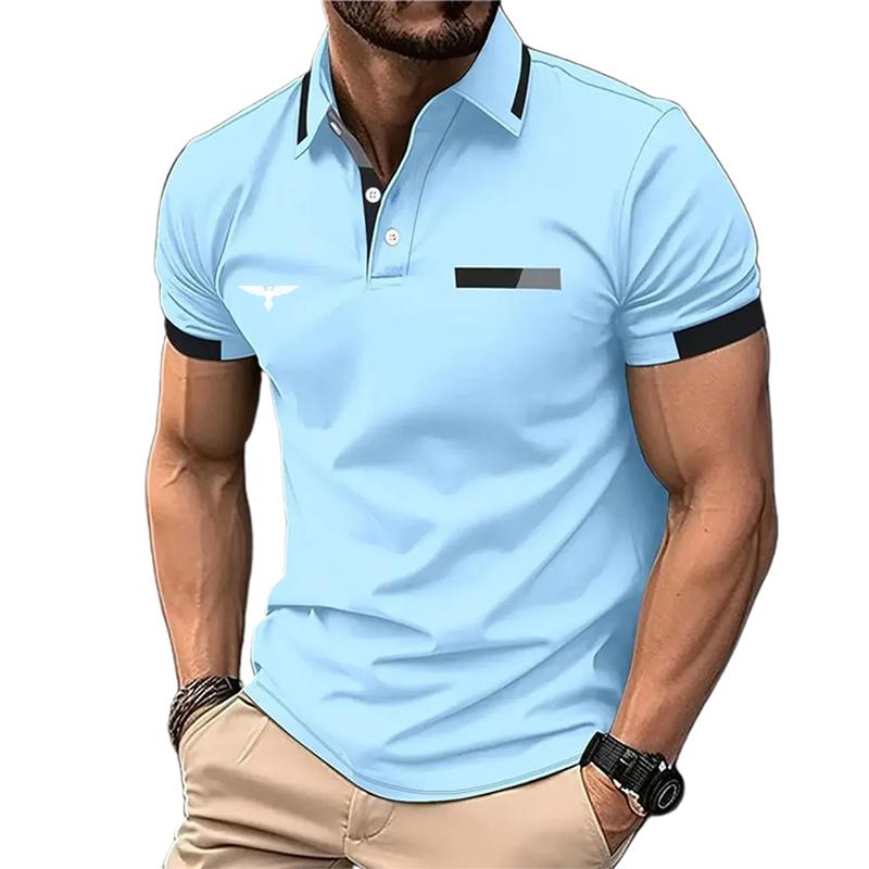 Men's Button Polo Shirt Casual Holiday Lapel Short Sleeved Shirt