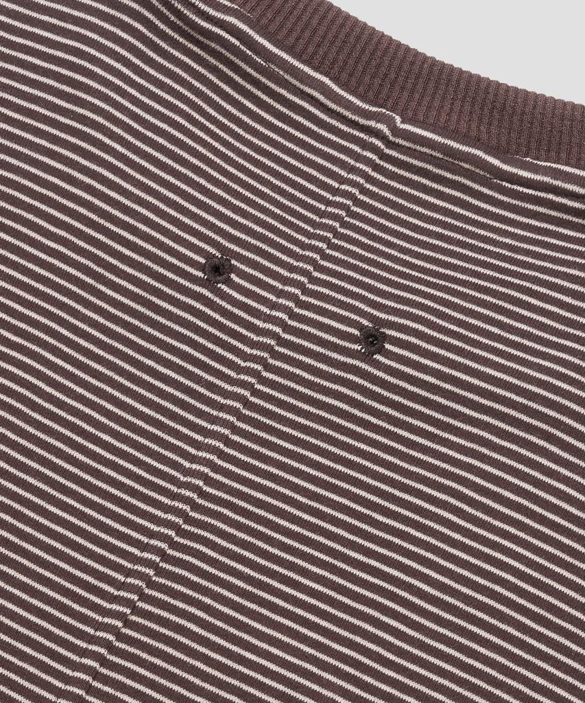 AGOD Back Incision Stripe Half T-Shirt [Brown]