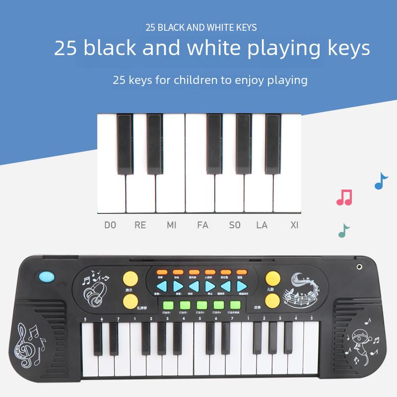 25-Key Children's Electronic Piano Toy with Microphone: Early Education Music Simulator