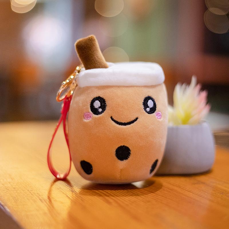 Kawaii Přívěsek na klíče Bubble Tea Měkká plyšová hračka Přívěsek na klíče Plyšová panenka Boba Roztomilá dekorace na batoh Nejlepší dárky k narozeninám pro dívky