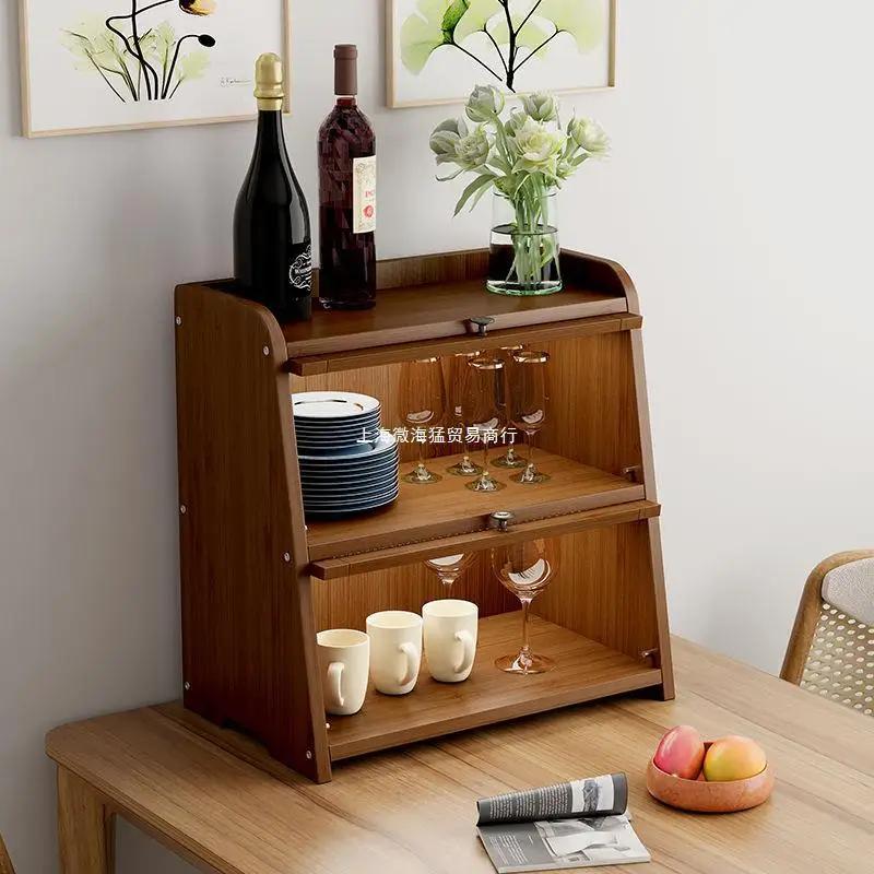 Transparent Table Sideboard Storage Rack Living Room Household Storage Cabinet Multipurpose Kitchen Tableware Storage Cabinet