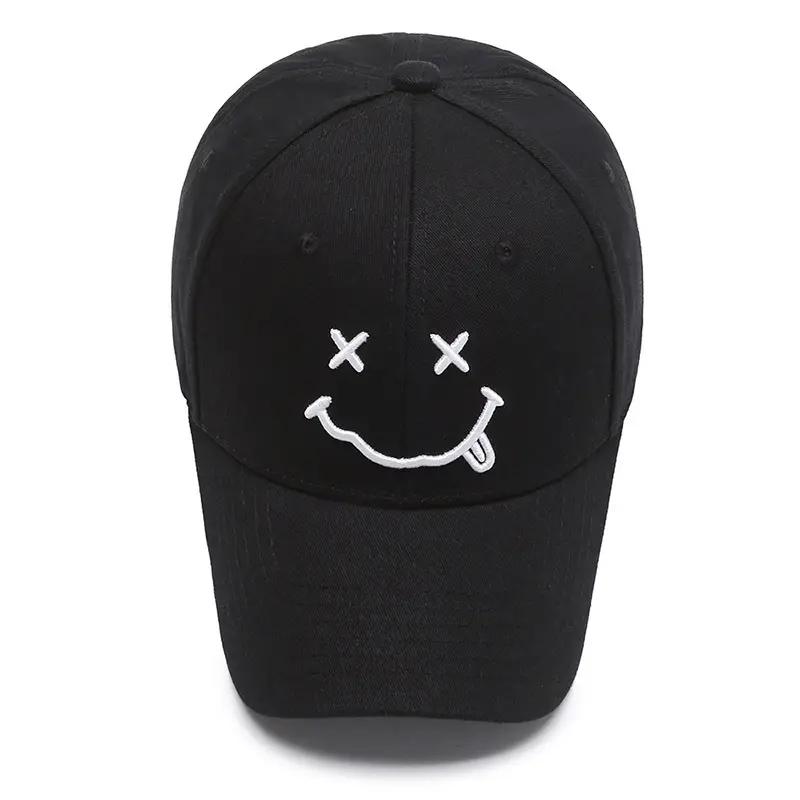 Men and Women Smile Face Embroidery Baseball Caps Cotton Izable Fit Snapback Hats Hip Hop Trucker Cap Summer Outdoor Activity Sun Hat Dad Hat