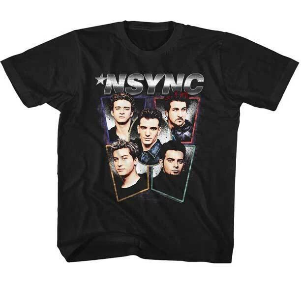 N-Sync Boy Band Blocked Bust Photo s Youth T Shirt Dance Pop Music S