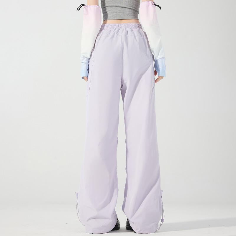 Pantaloni Traspiranti Impermeabili Colorati in Seta di Ghiaccio Asciugatura Rapida Gamba Larga Paracadute Ultraleggeri Antivento Protezione Solare per Donna