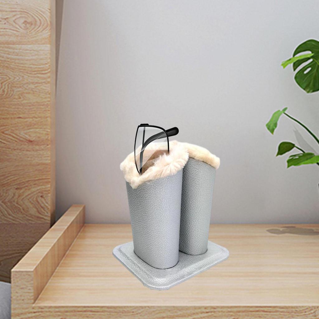 Lined Eyeglasses Holder Glasses Case Double Head Soft Lining Display Stand for Office Home