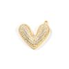 1 Piece Brass Valentine's Day Charms Gold Plated Heart Micro Pave Clear Cubic Zirconia Pendants For DIY Necklace 29.5mm X 27mm