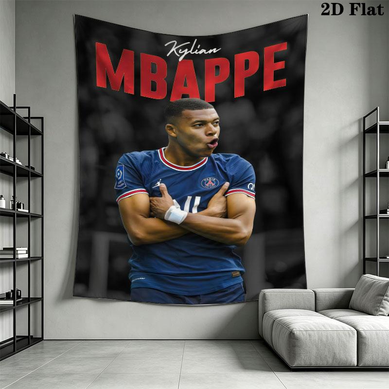 Kylian Mbappé Power  Wall Hanging Printed Fabric Blanket Decorative Tapestries for Bedroom Living Room Home Decor