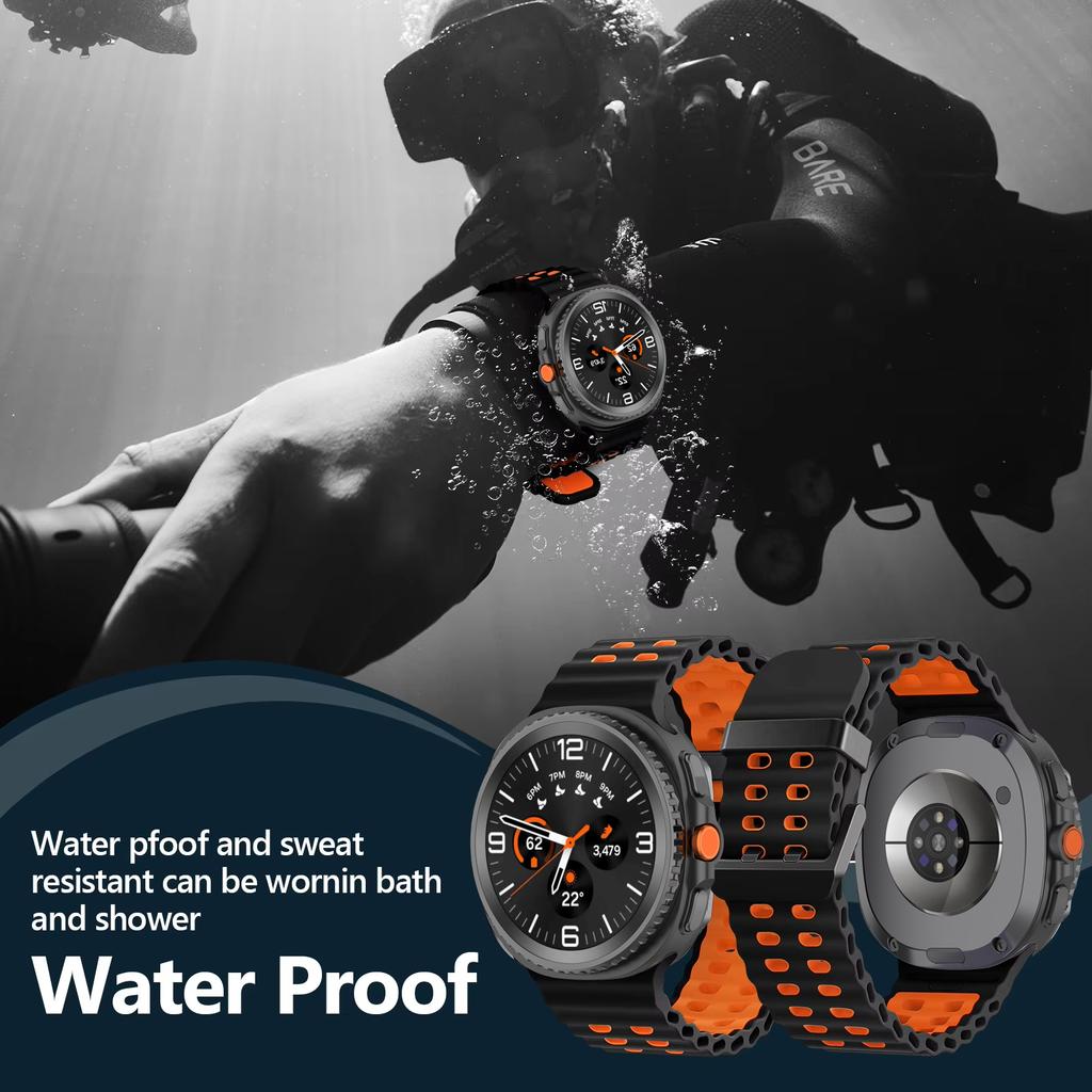 Ocean Silicone Strap for Samsung Galaxy Watch 8 44mm 40mm/8 Classic 46mm Sports Wristband for Galaxy Watch 8 Breathable Bracelet