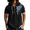 Men'S Casual Short Sleeved Hooded Top Buttoned Open Neck T-Shirt