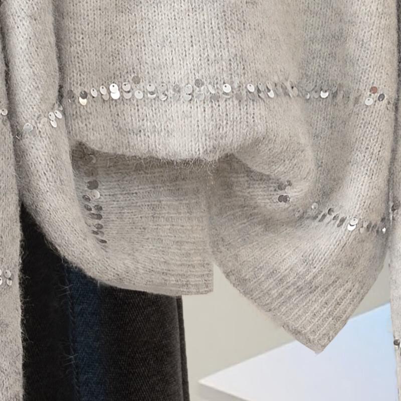 Women's Loose-Fit Wool Blend Round Neck Pullover Sweater