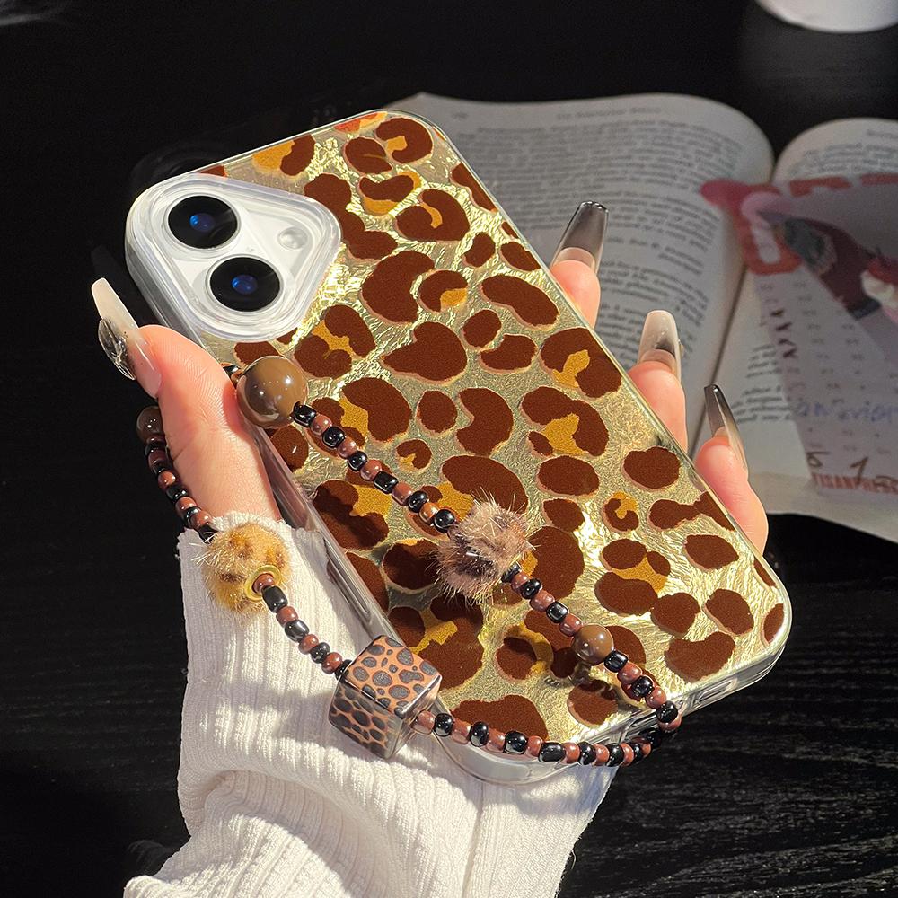 Bracelet Chain Painted Phone Case For iPhone 16 11 12 13 14 for 12 14 16 Pro 14 16 Pro Max Cute Pattern Hard Cover With Lanyard