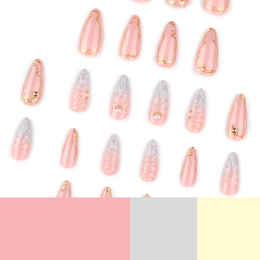 Almond Shape 3D Manicure False Nails - European & American Style