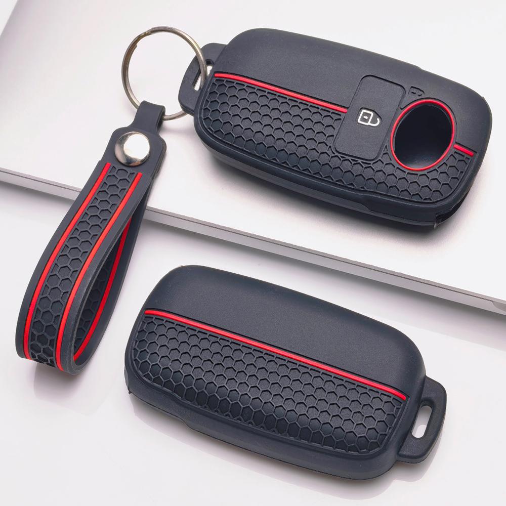 Anti Lost Silicone Keychain Lanyard for Toyota Raize Veloz Avanza Wigo Rush Calya with Keychain Honeycomb Texture Anti Scratch Car Remote Key Sleeve