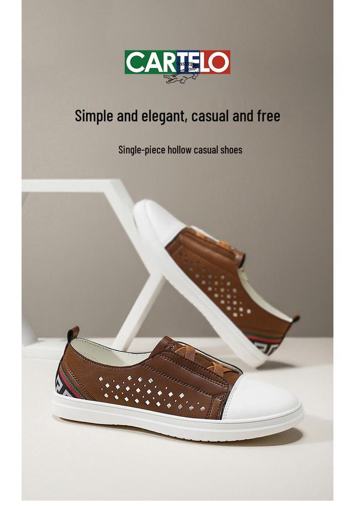 Men's Summer Breathable Casual Slip-on Shoes: Trendy Korean Style Leather Board Shoes