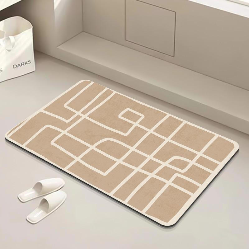 Moderne gestreifte Badematte Badezimmer Schnell trocknender Teppich Duschraum Leicht zu reinigen Fußmatte Super saugfähig Rutschfest Kieselgurmatte