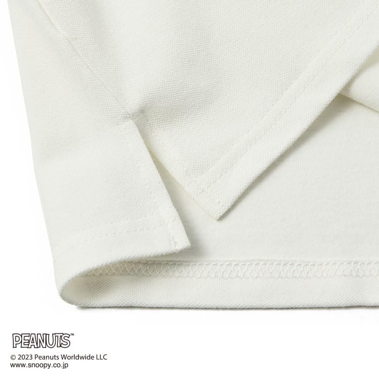 DELSOL X PEANUTS Snoopy Collaboration Short Sleeve Polo Shirt (S, WHITE)