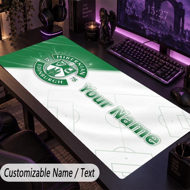 Custom Text Big Mousepad, Extended Desk Pad For Laptop Work GameHibernian FC