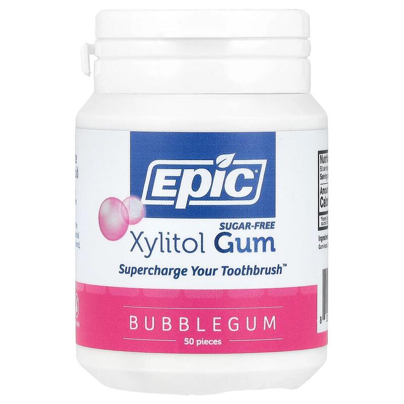 Chewing-gum au xylitol, sans sucre, goût bubble-gum, 50 pièces