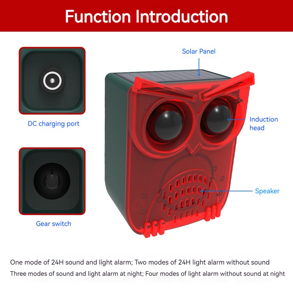 New Motion Alarm Solar Sensor Home Security Alarm Animal Repeller Loud Noise Maker Deter Raccoons Deer Skunks Bears And Coyotes