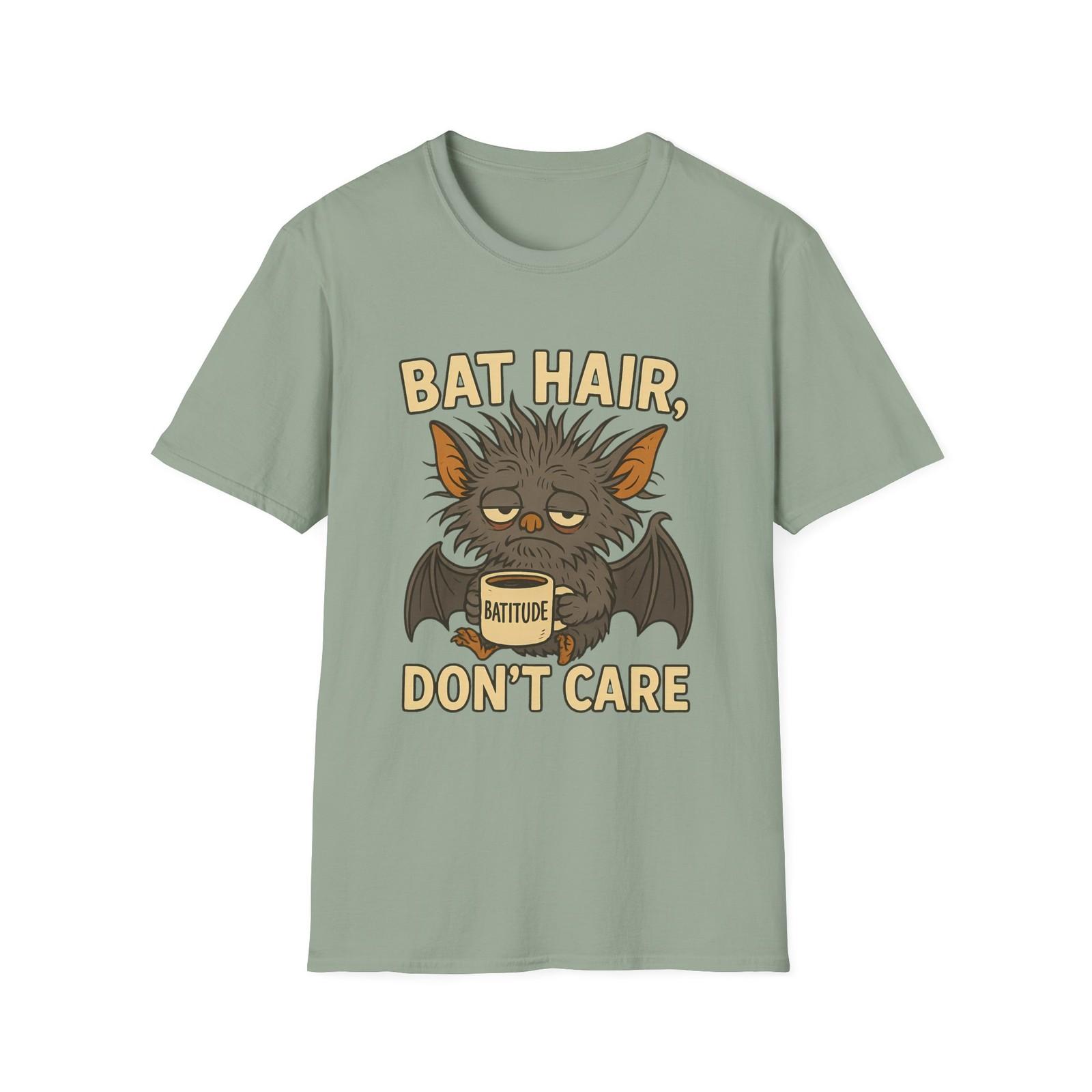 Unisex Softstyle T-Shirt Mens Womens Tees Top Bat Hair Don’t Care Funny Bat Coffee Mug Halloween 2XL