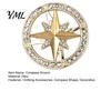 Unisex Fashion Accessory Vintage Rhinestone Star Compass Brooch, Men Women Alloy Daily Wear Accessories Lapel Pin, Badge Jewelry for Clothing