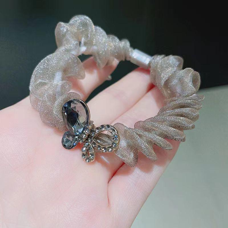 Rhinestone Pearl Elegant Large Hair Tie for Ponytails and Buns