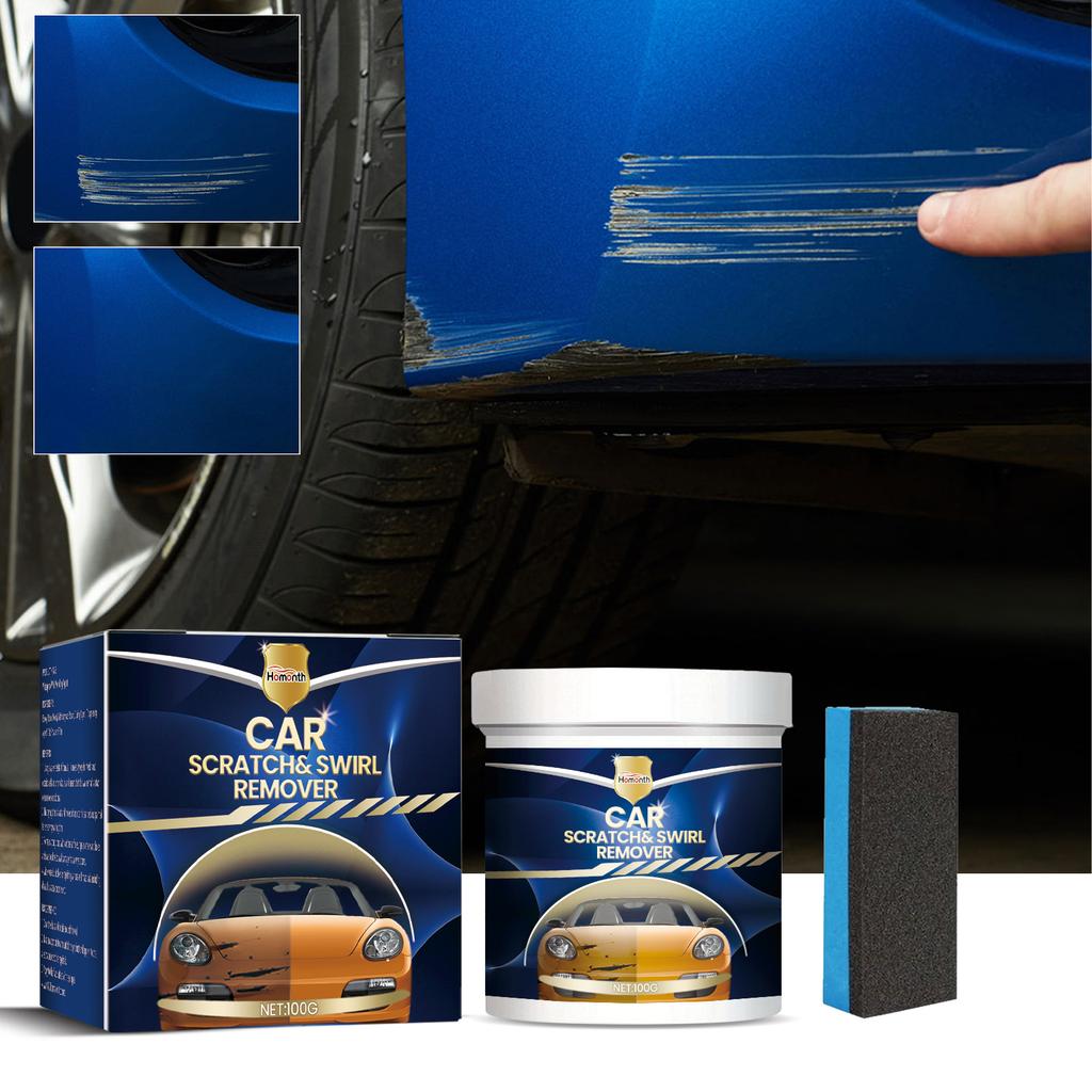 Homonth Car Wax Scratch Swirl Remover Solvent Car Polish Car Polish Solvent 100g Car Wax With Sponge For Repair Paint Scratches